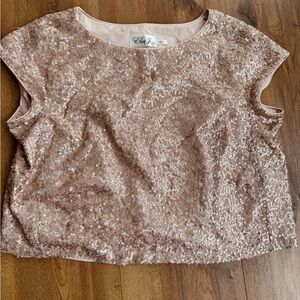 Eliza J champagne Sequin Top